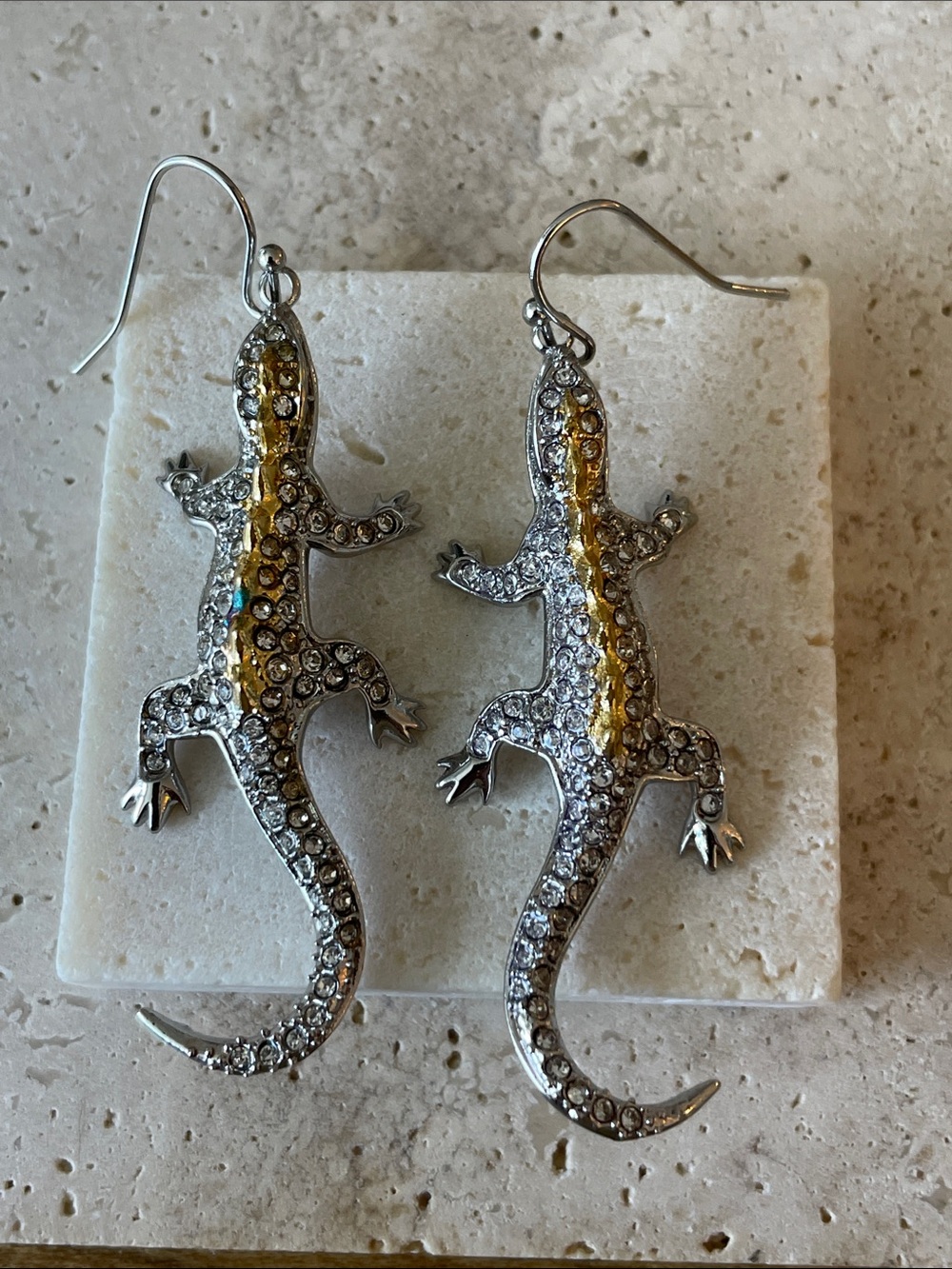 Alexis Bittar Crystal Pavé Lizard Drop Earrings with Gold Spine